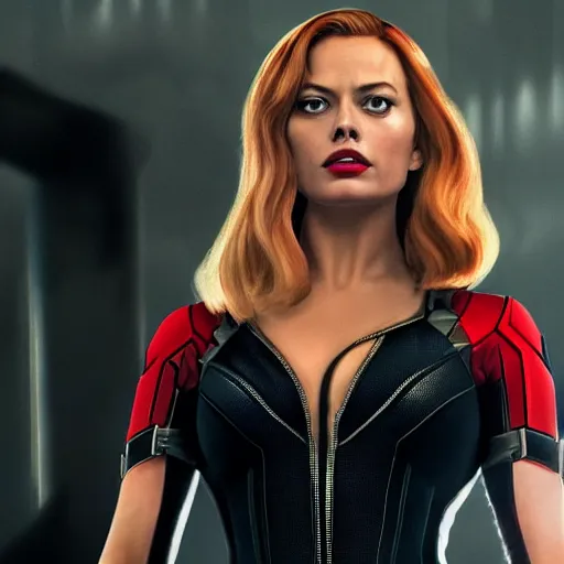 Prompt: margot robbie as black widow, marvel,