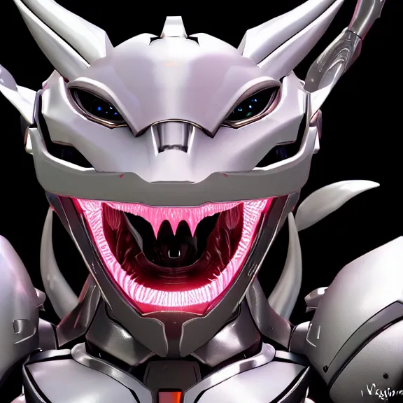 Image similar to close up mawshot of a cute elegant beautiful stunning anthropomorphic female robot dragon, with sleek silver metal armor, glowing OLED visor, facing the camera, the open maw being highly detailed and soft, with a gullet at the end, food pov, micro pov, prey pov, digital art, pov furry art, anthro art, furry, warframe art, high quality, 3D realistic, dragon mawshot, maw art, macro art, micro art, dragon art, Furaffinity, Deviantart, Eka's Portal, G6