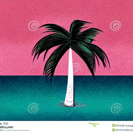 Image similar to y 2 k aesthetic palm tree, neomodernist art style, silver blobs, y 2 k aesthetic