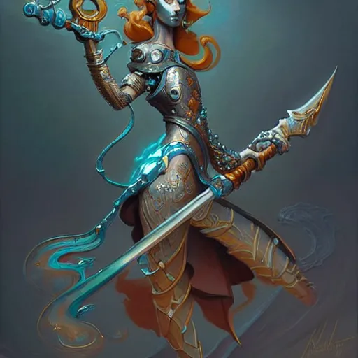 Image similar to a shiney metalic intricate detailed magical axe, concept art by peter mohrbacher, featured on polycount, art nouveau, polycount, artstation hq, artstation hd