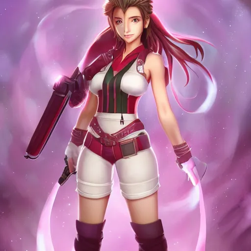 Image similar to full body shot of aerith aeris by logan cure, BangkuART, sakimichan, yan gisuka, zeronis, dan eder, nick silva, Ja Mong, 4k, artstation