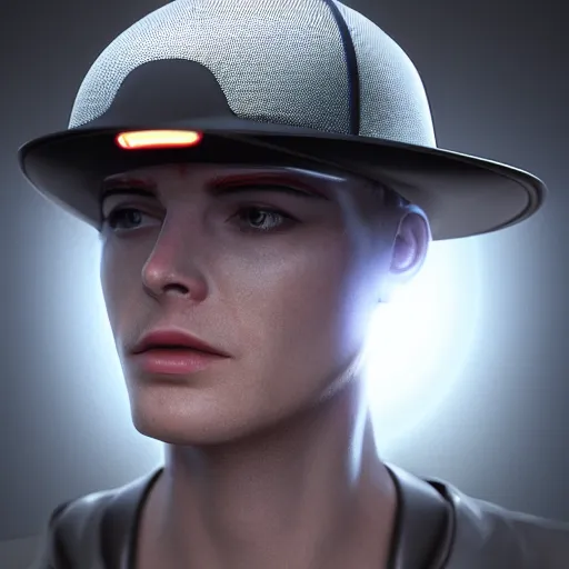 Image similar to a hat from the future, cyberpunk, highly detailed, epic lighting, hyper photorealism, 8 k