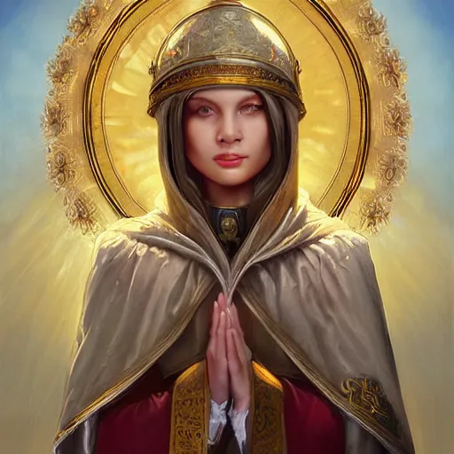 Image similar to female pope, an oil painting by ross tran and thomas kincade