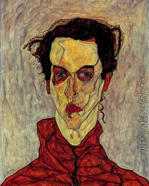 Image similar to portrait of the devil by egon schiele