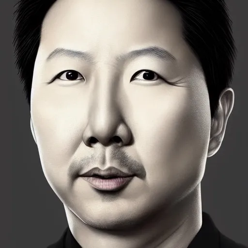 Image similar to symmetry portrait of ken jeong, american stand - up comedian, intricate, elegant, highly detailed, digital painting, artstation, concept art, smooth, sharp focus, illustration, art by artgerm and greg rutkowski and alphonse mucha