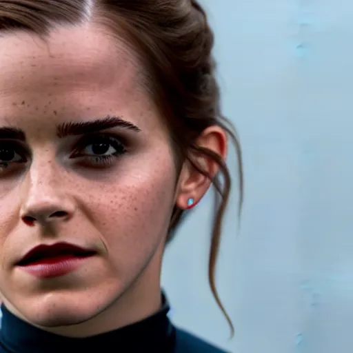 Prompt: Emma Watson in Star Trek, XF IQ4, f/1.4, ISO 200, 1/160s, 8K, Sense of Depth, color and contrast corrected, NVIDIA NGX, Dolby Vision, symmetrical balance, in-frame