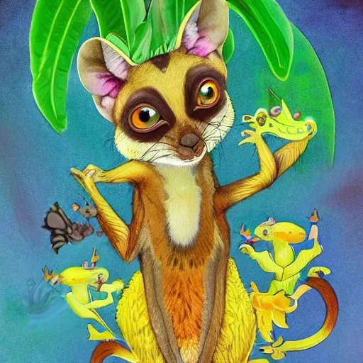 Prompt: A mix between of Chihuahua,Butterfly, Margay, Gecko, Tarsier, Sugar glider, Sand cat, Bee hummingbird, Pygmy hippopotamus , Leafy sea dragon, Elephant Shrew, Klipspringer, Fennec Fox, Tawny frogmouth, Quetzal and Star-nosed mole