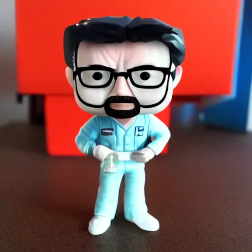 Prompt: plastic walter white as a funko pop character