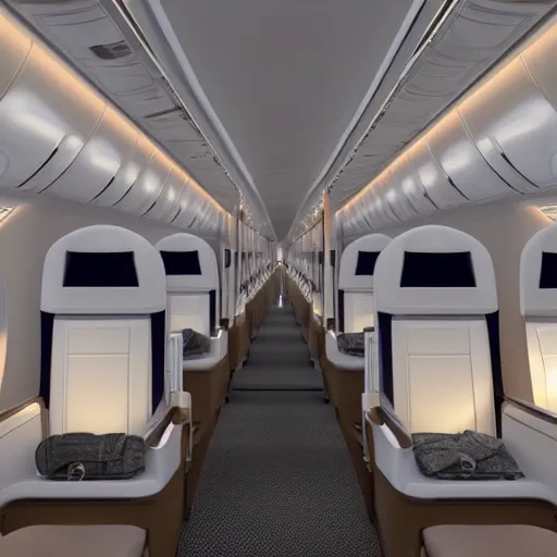 Prompt: Rococo style business class suite in a widebody jet with two aisles