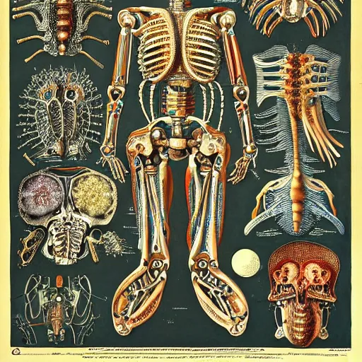 Image similar to robot anatomy by ernst haeckel, masterpiece, vivid, very detailed