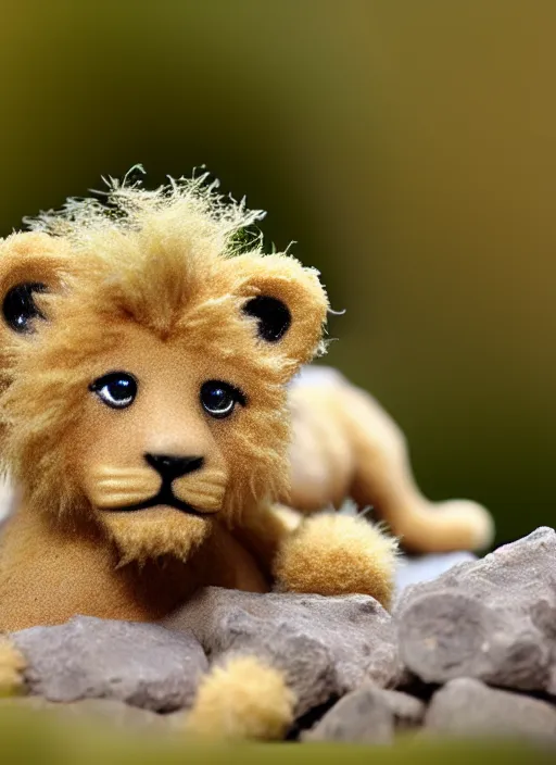 Image similar to 80mm resin detailed miniature of fluffy lion cub, Product Introduction Photos, 4K, Full body, simple background