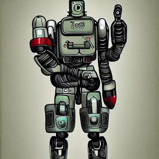 Prompt: a robot soldier, digital art