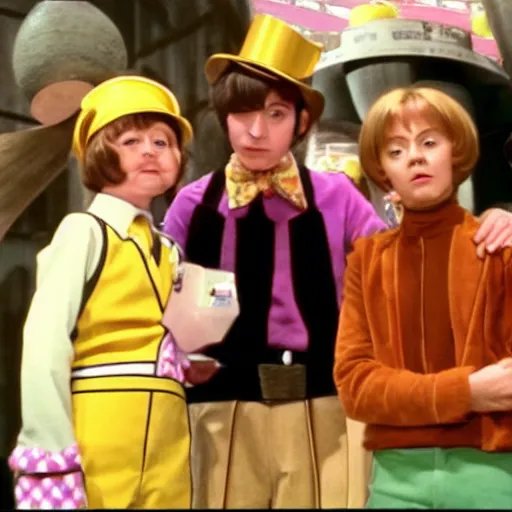 Prompt: a film still of Tooru from jojolion in willy wonka and the chocolate factory(1971)