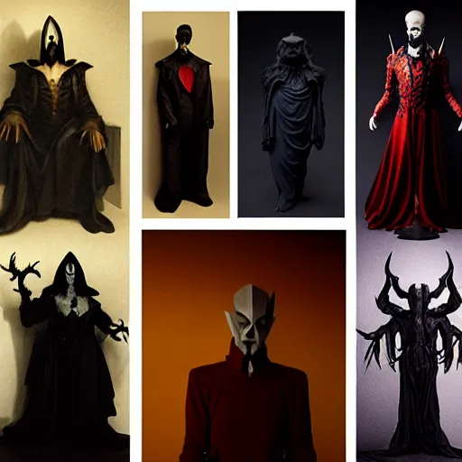 Prompt: studio portrait of mr sinister by rembrandt, pan's labyrinth movie still frame of vampiric mr sinister, mcu nathaniel essex mr sinister by wayne barlowe by caravaggio, 3 d fantasy character sculpture by beksinski, editorial dress of futuristic collection by alexander mcqueen and guo pei