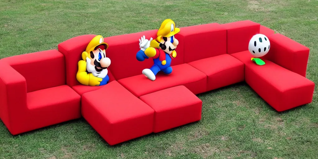 Image similar to Super Mario-shaped red couch