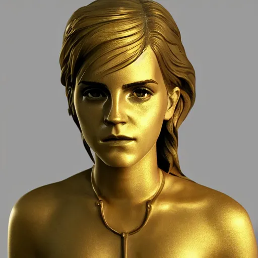 Prompt: portrait of emma watson gold statue reflect chrome, 8 k uhd, unreal engine, octane render in the artstyle of finnian macmanus, john park and greg rutkowski