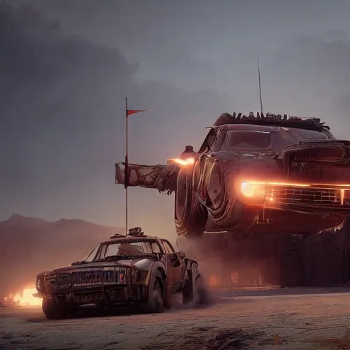 Image similar to mad max, 8 k uhd, unreal engine, octane render in the artstyle of finnian macmanus, john park and greg rutkowski