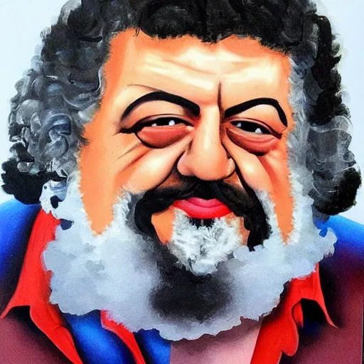 Image similar to a portrait of Lou Albano,extremely detailed multiple unique different art styles.