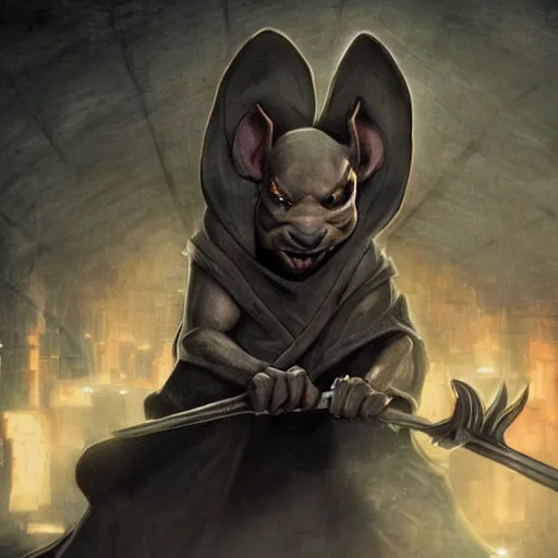 Image similar to a photo of master splinter as the grim reaper