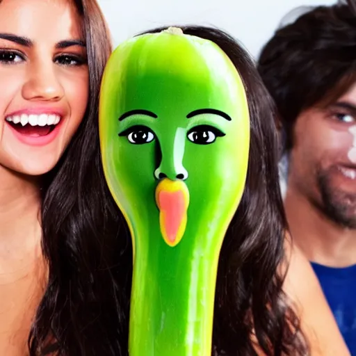 Image similar to photo of human celery with selena gomez face
