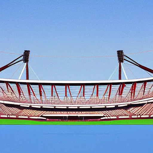 Prompt: olympic stadium, montreal, 1 9 7 6, digital art