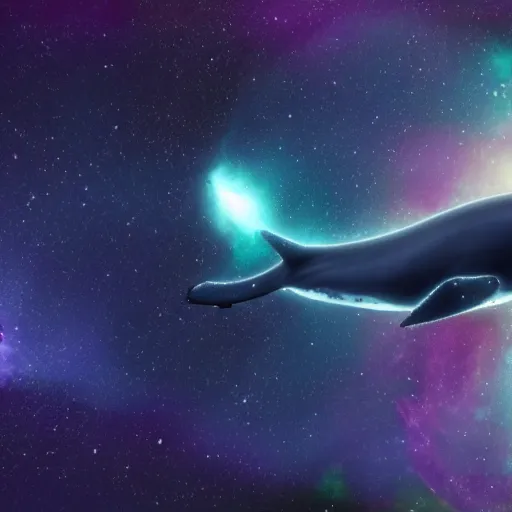 Prompt: A whale floating through the colorful cosmos containing multiple nebula, rendered in unreal engine 5