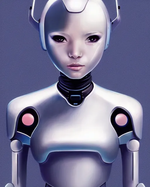 Image similar to concept art of a cute sleek futuristic robot girl with a screen as a face and a cute face, wearing tight simple clothes, with a sleek design | | cute - fine - fine details by stanley artgerm lau, wlop, rossdraws, james jean, andrei riabovitchev, marc simonetti, and sakimichan, trending on artstation