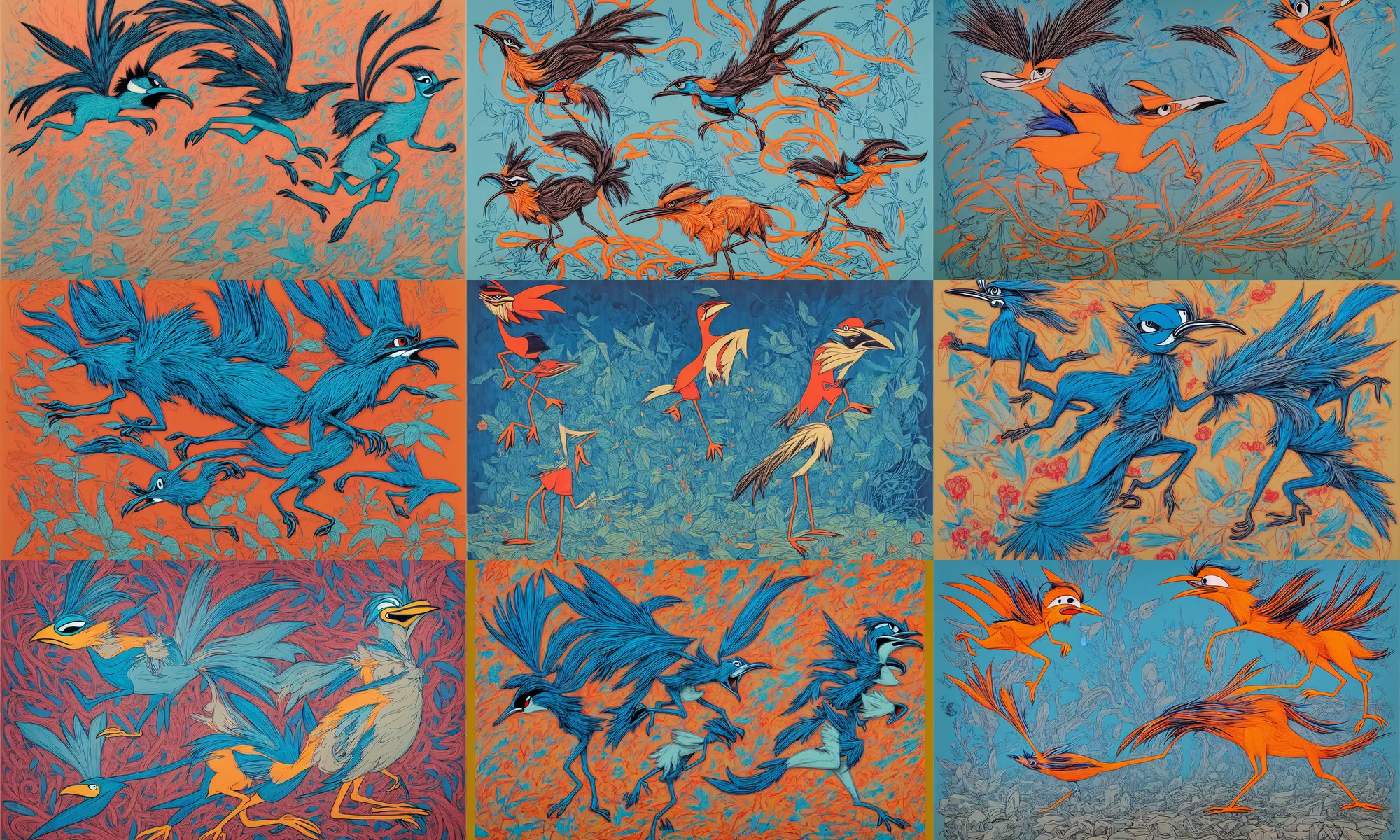 Prompt: the road runner by james jean
