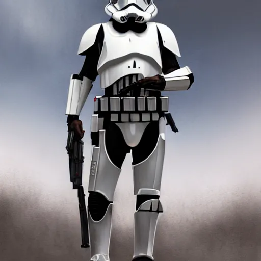 Image similar to an extremely long shot of an imperial stormtrooper in battle position ready to shoot his blaster concept art by Doug Chiang cinematic, realistic painting, high definition, very detailed, extremely high detail, photo realistic, concept art, the Mandalorian concept art style