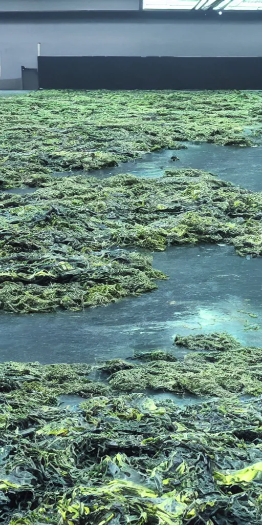 Image similar to concept art, marine agriculture, large - scale seaweed planting and production.