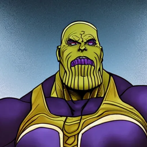 Prompt: photo of thanos wearing a kitchen morto