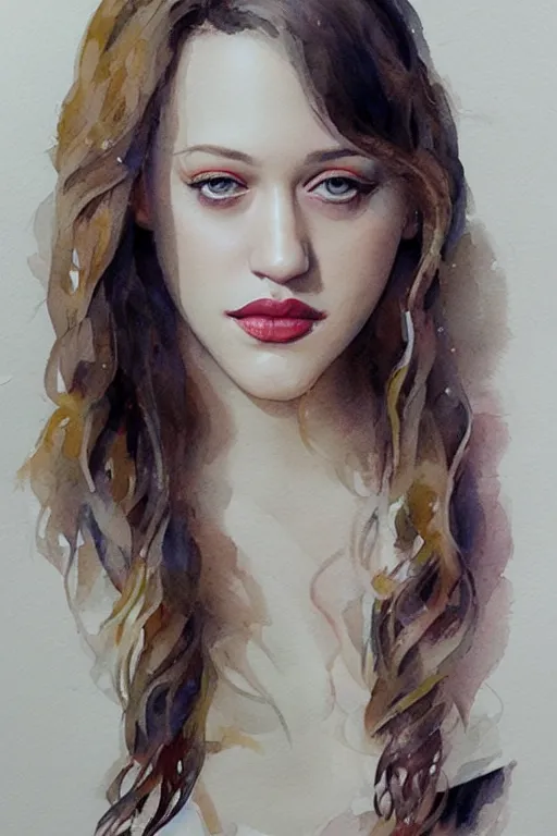 Prompt: Full body Portrait of young, beautiful kat dennings, full of details, watercolor painting, concept art, smooth, by Ina Wong and wlop ，trending on cgsociety and artstation，8kHDR，light effect
