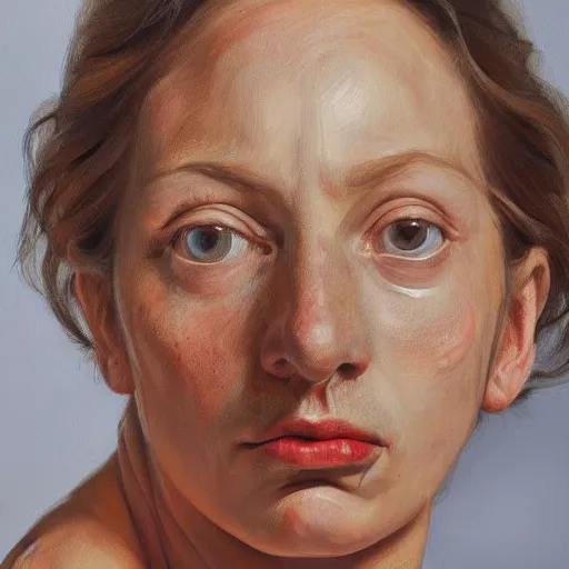 Image similar to high quality high detail painting by lucian freud, hd, 2 5 year old woman portrait, photorealistic lighting