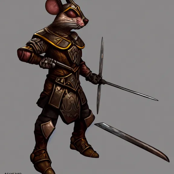 Image similar to warrior mouse with armor lunging towards floating crystal, RPG Portrait, trending on Artstation, Pose Study, ultra detailed, award winning