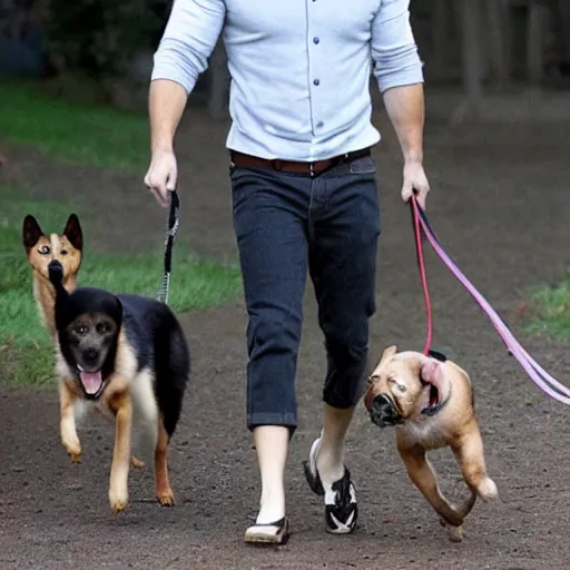 Prompt: Ryan Reynolds as a dog on two legs