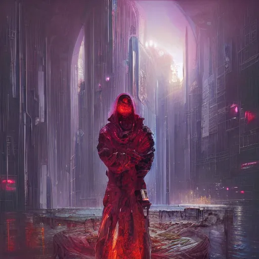 Image similar to an enigmatic and terrifying painting of a cyberpunk portrait by marc simonetti, colour, hyper detail, 8 k, one giant oak, universe, nebula, burst of colour, imaginary, roots, concept art, out of this world, depth, incredible depth