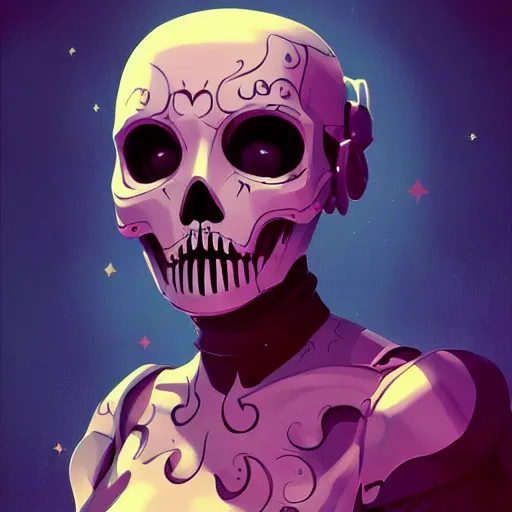 Prompt: a portrait of a girl skull face, star wars, in the style of artgerm, charlie bowater, atey ghailan and mike mignola, vibrant colors and hard shadows and strong rim light, plain background, comic cover art, trending on artstation