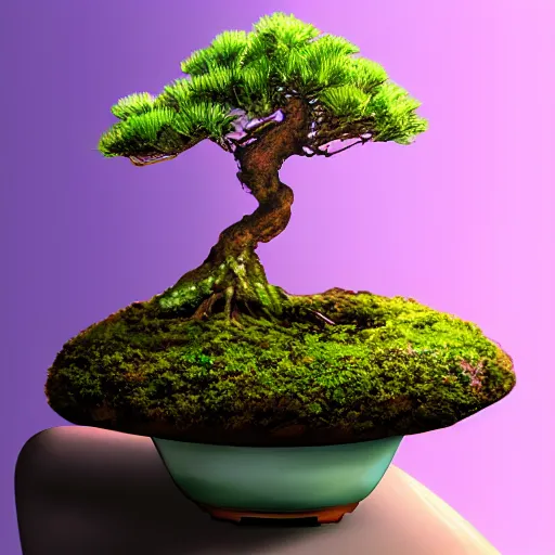 Image similar to miniature of a bonsai in a cup, concept art, digital art, well detailed, trending on artstation, HDR