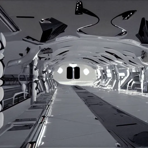 Image similar to inside of area 5 1, futuristic, distopian, aliens