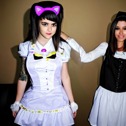 Prompt: justin bieber wearing a maid outfit, egirl maid, catgirl justin bieber