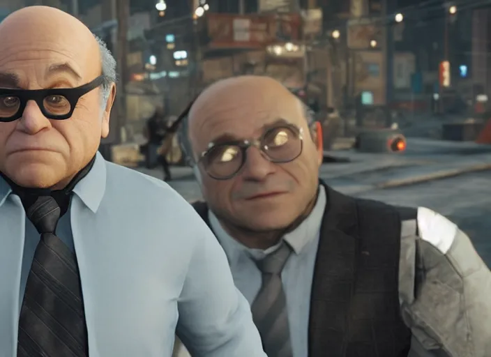 Image similar to video game still of danny devito in the video game detroit become human,