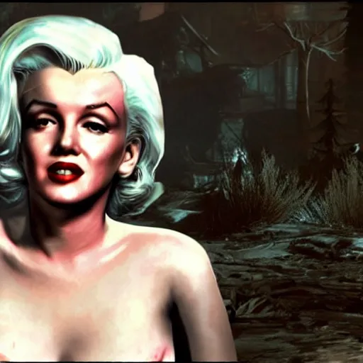 Image similar to marilyn monroe in the God of War game