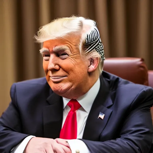Prompt: trump as an imam, smiling, 4 k, detailed, photograph, realistic