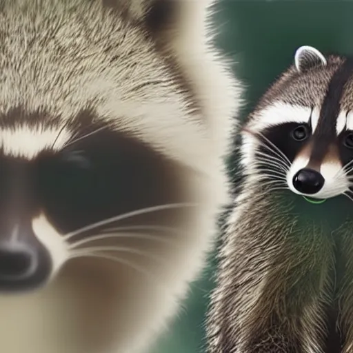 Image similar to youtube video of a raccoon watching a youtube video of a racoon watching a youtube video of a tanuki, in the style of hiroya oku and chris cunningham, inspired by ilya kushinov, photorealistic, epic, super technical, 3 d render, 8 k