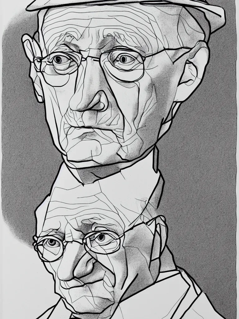 Prompt: continuous line lineart line art portrait of hermann hesse.