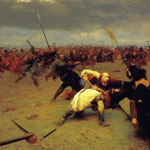 Image similar to the last battle, oil on canvas, ilya repin, 1 8 7 3