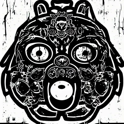 Image similar to dark art grunge cartoon vector sketch of a teddy bear with bloody eyes by - mrrevenge instagram, loony toons style, horror theme, detailed, elegant, intricate