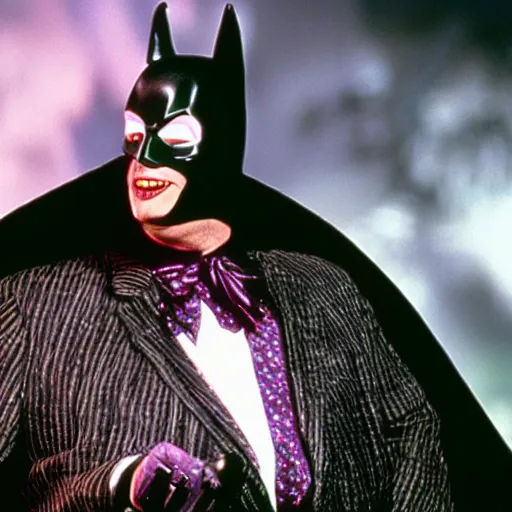 Image similar to film still of beetlejuice as batman 1 9 8 9