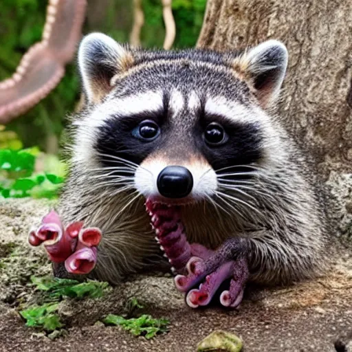 Image similar to photo of a hybrid between an octopus and a raccoon