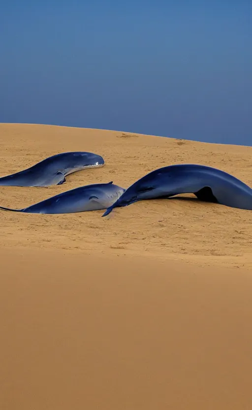 Image similar to blue whales in sand dunes, photography